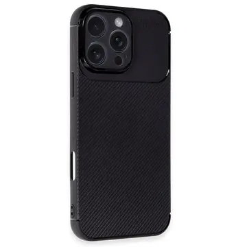 İphone 16 Pro Kılıf Auto Focus Karbon Kapak - Siyah