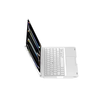 İpad Pro 11 (2024) F11 Ats Kılıf Magic Dönen Klavyeli Tablet Kılıf - Gümüş