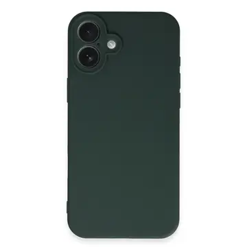 İphone 16 Plus Kılıf Nano İçi Kadife Silikon - Koyu Yeşil