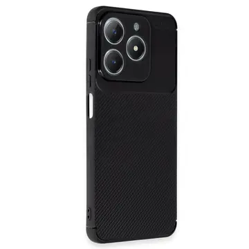 Realme C61 Kılıf Auto Focus Karbon Kapak - Siyah