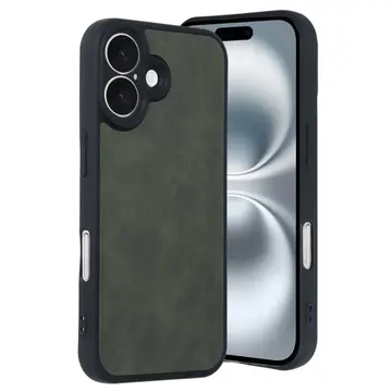 İphone 16 Kılıf Aras Deri Kapak - Koyu Yeşil