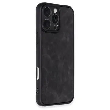 İphone 16 Pro Kılıf Aras Deri Kapak - Siyah