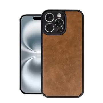 İphone 16 Pro Kılıf Aras Deri Kapak - Taba