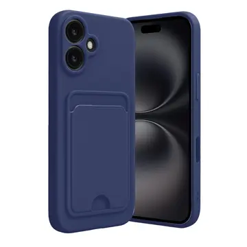 İphone 16 Kılıf Kelvin Kartvizitli Silikon - Lacivert