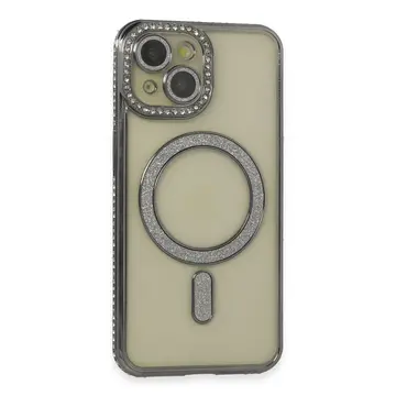 İphone 14 Kılıf Joke Simli Magneticsafe Kılıf - Gri