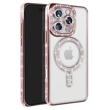 İphone 16 Pro Max Kılıf Joke Simli Magneticsafe Kılıf - Pembe