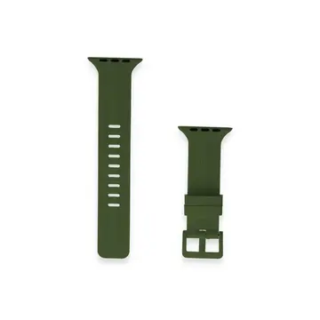 Watch 38mm Kr408 Çizgili Silikon Kordon - Koyu Yeşil