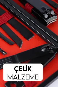 Deri Çantalı 17 Parça Manikür Çelik Set