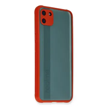 Realme C11 Kılıf Miami Şeffaf Silikon - Kırmızı