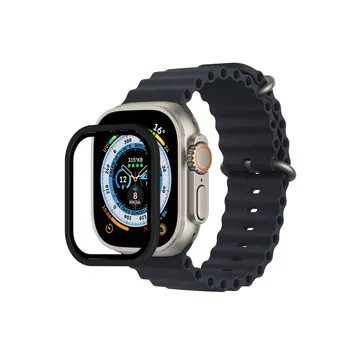 Watch Ultra 49mm Alüminyum Kasa Cam Ekran Koruyucu - Siyah