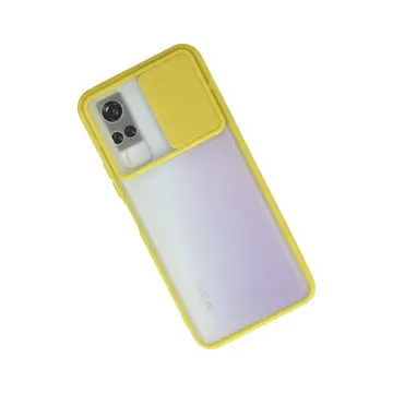 Vivo Y53s Kılıf Palm Buzlu Kamera Sürgülü Silikon - Sarı