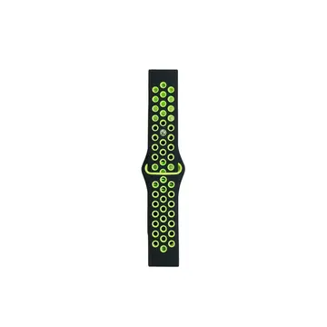 Watch 20mm Spor Delikli Kordon - Siyah-yeşil