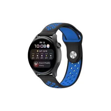 Watch 20mm Spor Delikli Kordon - Siyah-mavi