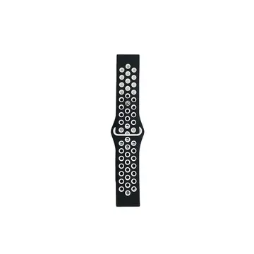 Watch 22mm Spor Delikli Kordon - Siyah-beyaz