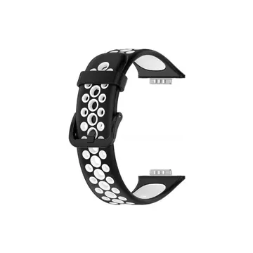 Huawei Watch Fit 2 Spor Delikli Kordon - Siyah-beyaz