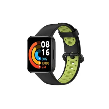 Xiaomi Redmi Watch 2 Spor Delikli Kordon - Siyah-yeşil