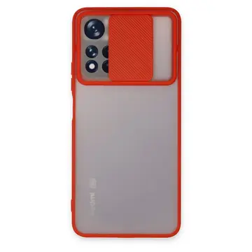 Xiaomi Redmi Note 11t Kılıf Palm Buzlu Kamera Sürgülü Silikon - Kırmızı