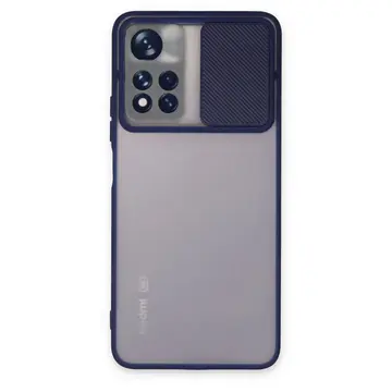 Xiaomi Redmi Note 11t Kılıf Palm Buzlu Kamera Sürgülü Silikon - Lacivert