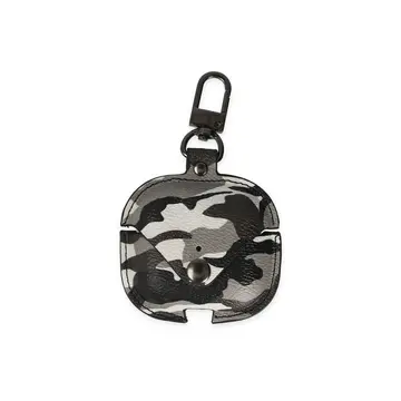Airpods Pro 2 (2.nesil) Çanta Kamuflaj Deri Kılıf - Gri
