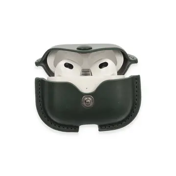 Airpods 3 (3.nesil) Çanta Deri Kılıf - Haki Yeşil
