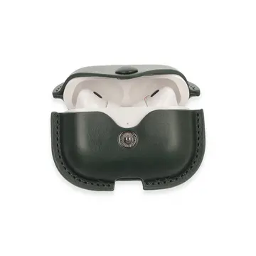 Airpods Pro 2 (2.nesil) Çanta Deri Kılıf - Haki Yeşil