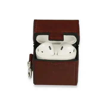 Airpods 2 (2.nesil) Deri Kılıf - Bordo