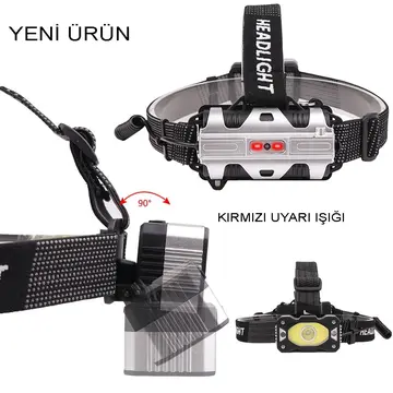 4 Modlu Sensörlü Şarjlı  Güçlü Kafa Lambası