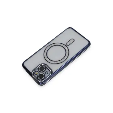 İphone 13 Kılıf Joke Simli Magneticsafe Kılıf - Lacivert