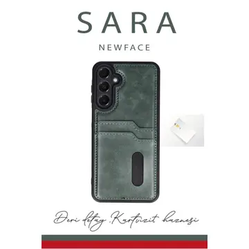 Samsung Galaxy S24 Fe Kılıf Sara Kartvizitli Deri Kılıf - Kırmızı