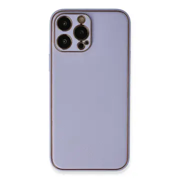 İphone 13 Pro Kılıf Coco Deri Silikon Kapak - Açık Lila