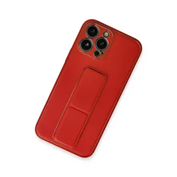 İphone 13 Pro Max Kılıf Coco Deri Standlı Kapak - Kırmızı