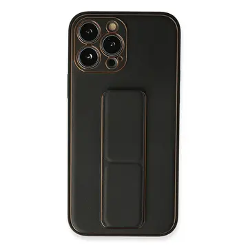 İphone 13 Pro Kılıf Coco Deri Standlı Kapak - Siyah