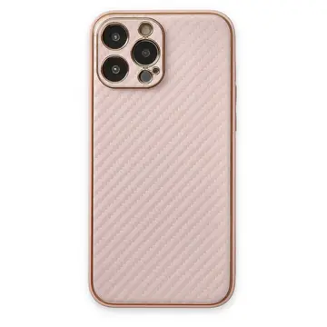 İphone 13 Pro Max Kılıf Coco Karbon Silikon - Pembe