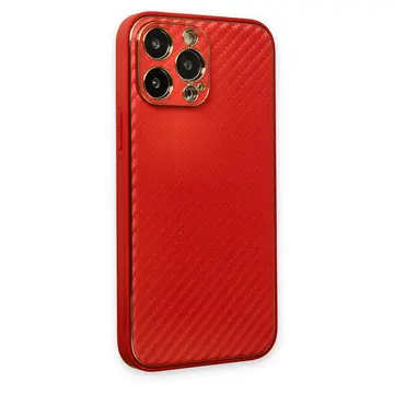İphone 13 Pro Max Kılıf Coco Karbon Silikon - Kırmızı