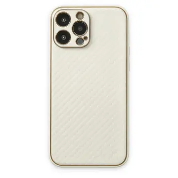 İphone 13 Pro Max Kılıf Coco Karbon Silikon - Beyaz