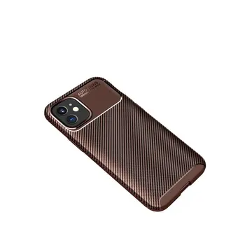 İphone 12 Mini Kılıf Auto Focus Karbon Kapak - Kahverengi