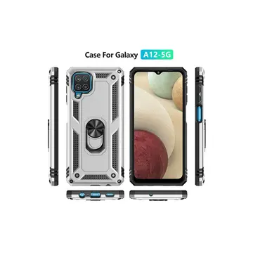 Samsung Galaxy A22 Kılıf Sofya Yüzüklü Silikon Kapak - Gümüş