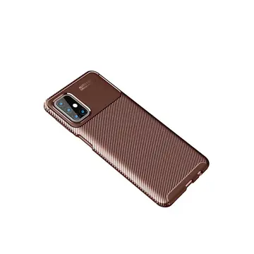Samsung Galaxy M31s Kılıf Auto Focus Karbon Kapak - Kahverengi