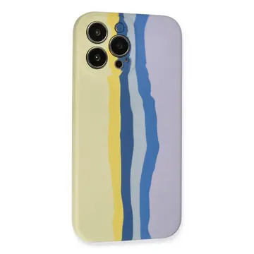 İphone 13 Pro Kılıf Ebruli Lansman Silikon - Sarı-lila