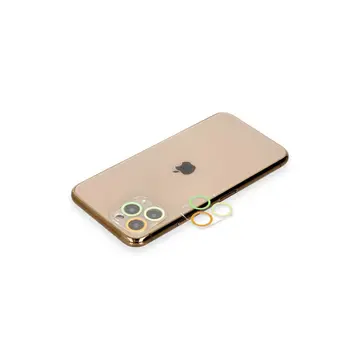 İphone 11 Pro Max Renkli Kamera Lens Koruma Cam - Sarı-turuncu