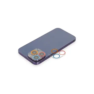 İphone 13 Pro Renkli Kamera Lens Koruma Cam - Pembe-mavi