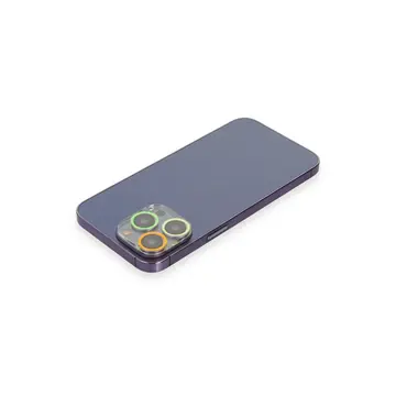 İphone 13 Pro Max Renkli Kamera Lens Koruma Cam - Sarı-turuncu