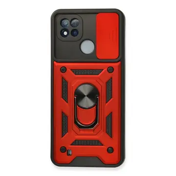 Realme C11 2021 Kılıf Pars Lens Yüzüklü Silikon - Kırmızı