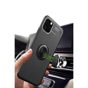İphone 11 Pro Max Kılıf Range Yüzüklü Silikon - Siyah-mavi