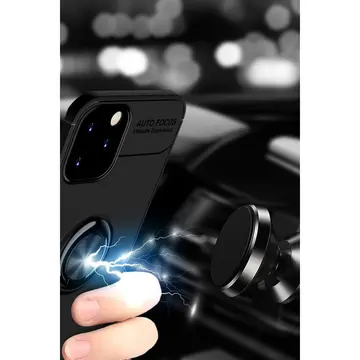 İphone 12 Kılıf Range Yüzüklü Silikon - Siyah-mavi