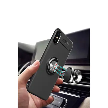 İphone Xs Max Kılıf Range Yüzüklü Silikon - Siyah-kırmızı