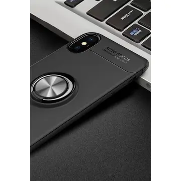 İphone Xs Max Kılıf Range Yüzüklü Silikon - Siyah