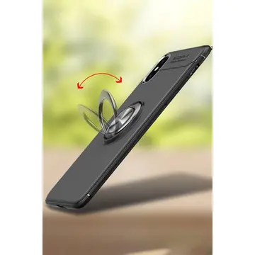 İphone Xs Max Kılıf Range Yüzüklü Silikon - Siyah-gold