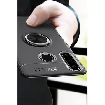 Huawei Y6p Kılıf Range Yüzüklü Silikon - Siyah-kırmızı