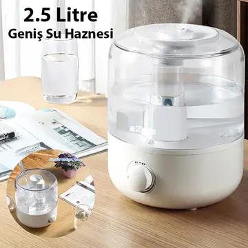 EZERE Yatak Odası için Üstten Doldurmalı 25 L Büyük Su TankıOtomatik Kapanma Sessiz Soğuk Sisli Nemlendirici
